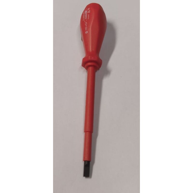 Image of Meister - cacciavite professionale per elettricista - punta piatta 5,5x125MM magnetica - lama isolata e manico rosso ergonomico