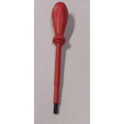MEISTER - CACCIAVITE PROFESSIONALE PER ELETTRICISTA - PUNTA PIATTA 5,5x125MM MAGNETICA - LAMA ISOLATA E MANICO ROSSO ERGONOMICO