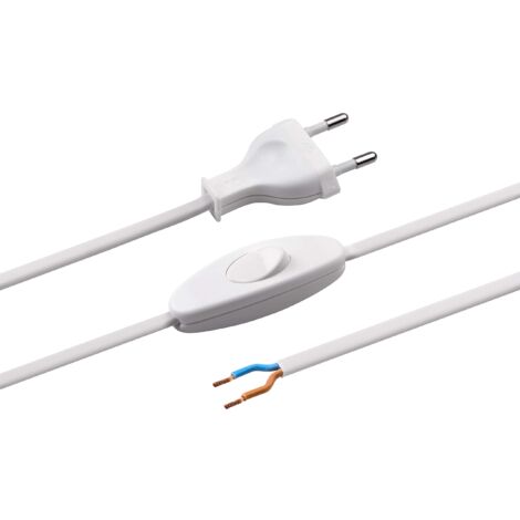 Meister cavo 2 m, H03VVH2-F 2 x 0,75, colore bianco, con interruttore, 7442510