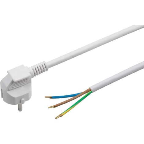 Meister Cavo con contatto di protezione – 3 metri – bianco – Cavo in plastica H05VV-F3G1,5 – 3 fili – IP20 / cavo di collegamento con spina Schuko/materiale di installazione / 7434330