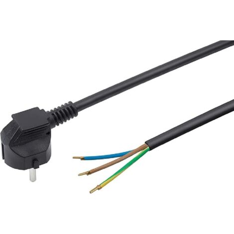 Meister Cavo di alimentazione con contatto di protezione – 5 metri – nero – Cavo in plastica H05VV-F3G1,5 – 3 fili – IP20 / cavo di collegamento/materiale di installazione / 7434550