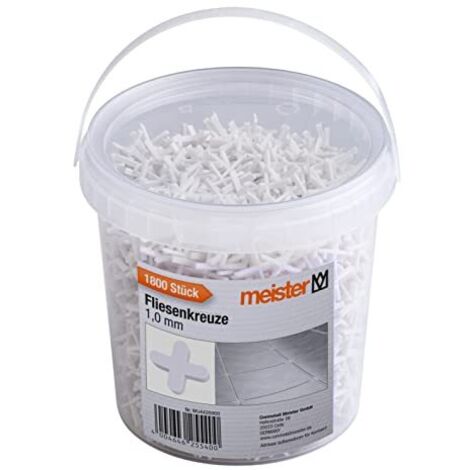 Meister Croce per piastrelle, 1,0 mm, set pratico da 1800 pezzi, in robusto polipropilene, colore bianco, accessorio per piastrelle, supporto per la posa delle piastrelle, croce per fughe, 4426900