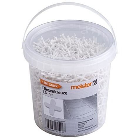 Meister Croci per piastrelle, 1,5 mm, pratico set da 1800 pezzi, in polipropilene resistente, bianco, accessori per piastrelle, aiuto per piastrelle, croci per fughe, 4426950