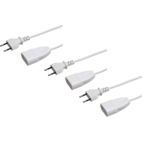 Meister Euro-Verlängerung - 3 Stück - 3 m Kabel - weiß - Kunststoffleitung - IP20 Innenbereich - Ideal für Lampen & Lichterketten / Verlängerungskabel / Euro-Stecker / Euro-Kupplung / 7431310