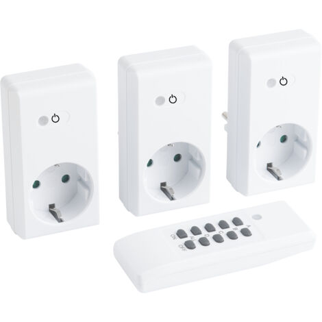 Meister Funksteckdosen-Set 4-teilig - 1100 W - 4 Kanäle & 1 Master-Kanal - Mit Fernbedienung - Selbstlern-Funktion - 30 m Reichweite - IP20 Innenbereich / Funkschalt-Set / Funk-Fernschalter / 7474500