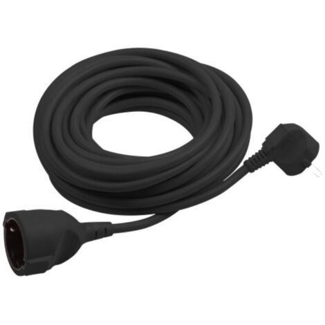 Meister Schutzkontakt-Verlängerung - 2 m Kabel - schwarz - Kunststoffleitung - IP20 Innenbereich / Kupplung mit Berührungsschutz / Schuko-Verlängerung / 7432220