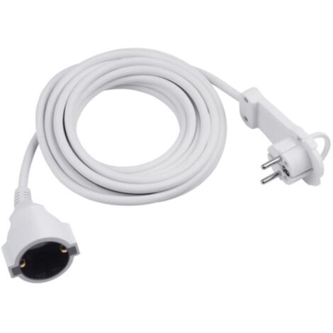 Meister Schutzkontakt-Verlängerung - Extraflacher Stecker - 5 m Kabel - weiß - IP20 Innenbereich / Kupplung mit Berührungsschutz / Schuko-Verlängerung mit Flachstecker / Stromkabel / 7432530