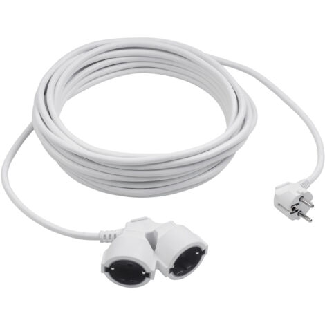 Meister Schutzkontakt-Verlängerung mit Doppelkupplung - 10 m Kabel - weiß - Kunststoffleitung - IP20 Innenbereich / Kupplung mit Berührungsschutz / Schuko-Verlängerung / Verlängerungskabel / 7432040