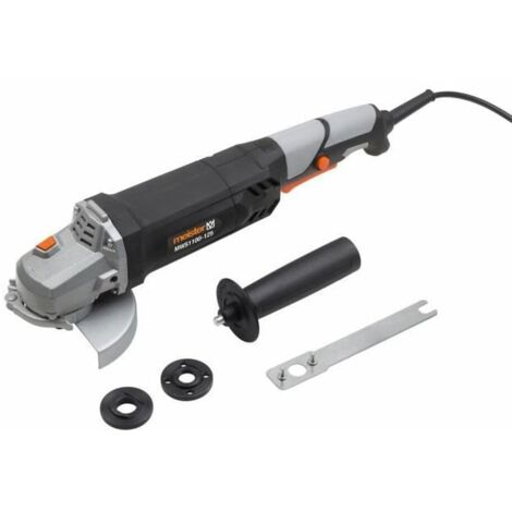 Meister Smerigliatrice angolare 1100 W, MWS1100 – 125 – Diametro disco 125 mm – Blocco mandrino – Cappuccio di protezione regolabile senza attrezzi – Con impugnatura supplementare/smerigliatrice per