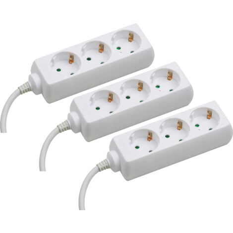 Meister Steckdosenleiste 3-fach - 3 Stück - 5 m Kabel - weiß - Kunststoffleitung - IP20 Innenbereich / Steckerleiste / Mehrfachsteckdose / Tischsteckdose / Tido 3-fach / 7430470