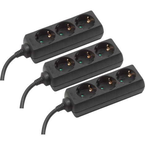 Meister Steckdosenleiste 3-fach - 3er Set - 1,4 m Kabel - schwarz - Kunststoffleitung - IP20 Innenbereich / Steckerleiste / Mehrfachsteckdose / Tischsteckdose / Tido 3-fach / 7430790
