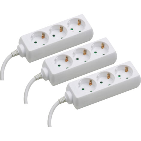 Meister Steckdosenleiste 3-fach - 3er Set - 3 m Kabel - weiß - Kunststoffleitung - IP20 Innenbereich / Steckerleiste / Mehrfachsteckdose / Tischsteckdose / Tido 3-fach / 7430800