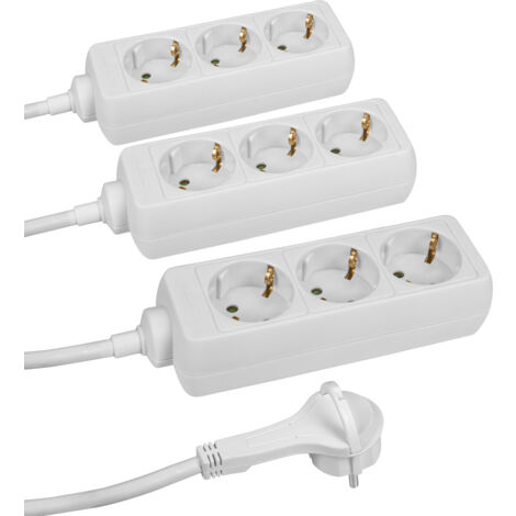 Meister Steckdosenleiste 3-fach - 3er Set - Extraflacher Stecker - 1,4 m Kabel - weiß - IP20 Innenbereich / Mehrfachsteckdose mit Flachstecker / Tischsteckdose / Steckerleiste 3 Stück