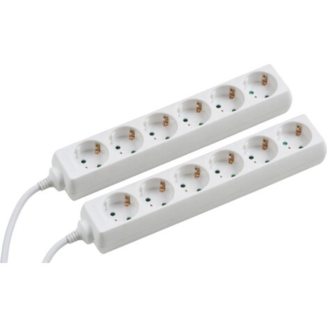 Meister Steckdosenleiste 6-fach - 2 Stück - 1,4 m Kabel - weiß - Kunststoffleitung - IP20 Innenbereich / Steckerleiste / Mehrfachsteckdose / Tischsteckdose / Tido 6-fach / 7430550