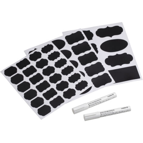 Meister Tafeletiketten 300-teilig - Verschiedene Formen - 2 Kreidemarker - Selbstklebend - Abwischbar & wiederverwendbar / Tafel-Aufkleber für Gewürze, Gläser & Flaschen / Universal-Etikett / 9449940