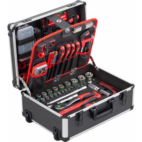 Meister Trolley attrezzi 238 pezzi - Set utensili - Ruote, manico telescopico / Valigetta attrezzi completa / Cassetta su ruote / Scatola utensili professionale / 8971480