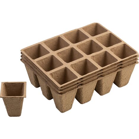 Meister Vasi da coltivazione, 4 x 4 cm, pratico set da 48 pezzi, in cellulosa di carta, biodegradabili, vaso per semi, piante vegetali, WU9968290, naturale