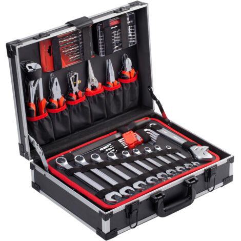Meister Werkzeugkoffer 161-teilig - Stabiler Alu-Koffer -Set - Für Haushalt, Garage & Werkstatt/Profi befüllt/Werkzeugkiste/Werkzeugbox komplett mit Werkzeug / 8971810