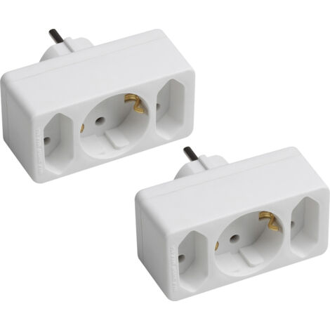 Meister Zwischenstecker 3-fach - 2 Stück im Set - Mit Euro- & Schuko-Steckplatz - weiß - IP20 Innenbereich - Stromsparende Nutzung / Steckdosenadapter / Eurostecker / Schukostecker / 7423600