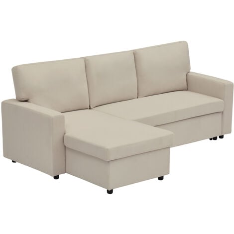Meiya - canapé d'angle réversible 4 places convertible avec coffre en tissu