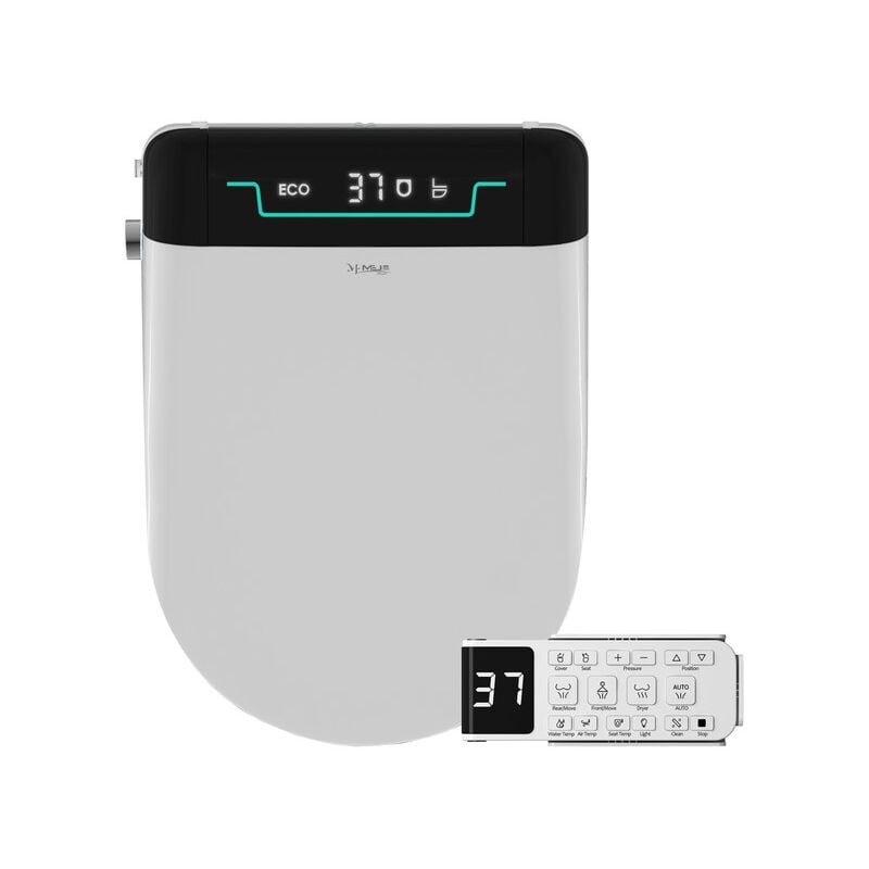 Meje - 001U - Bidet électronique pour toilette allongée avec télécommande, affichage de la température, fonctions d'ouverture et de fermeture
