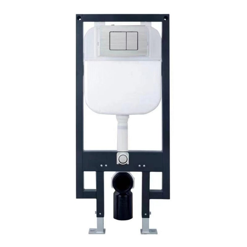 Meje - 039 Porte-réservoir de toilette mural avec plaque d'actionnement à double chasse d'eau, appareil pneumatique, blanc