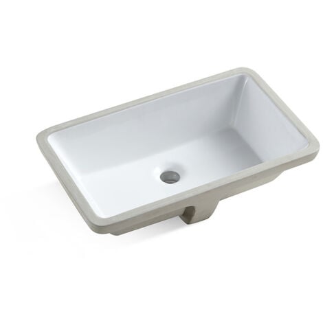 MEJE 202A53x33.7cm Évier encastré sous plan de comptoir lavabo en céramique Blanc