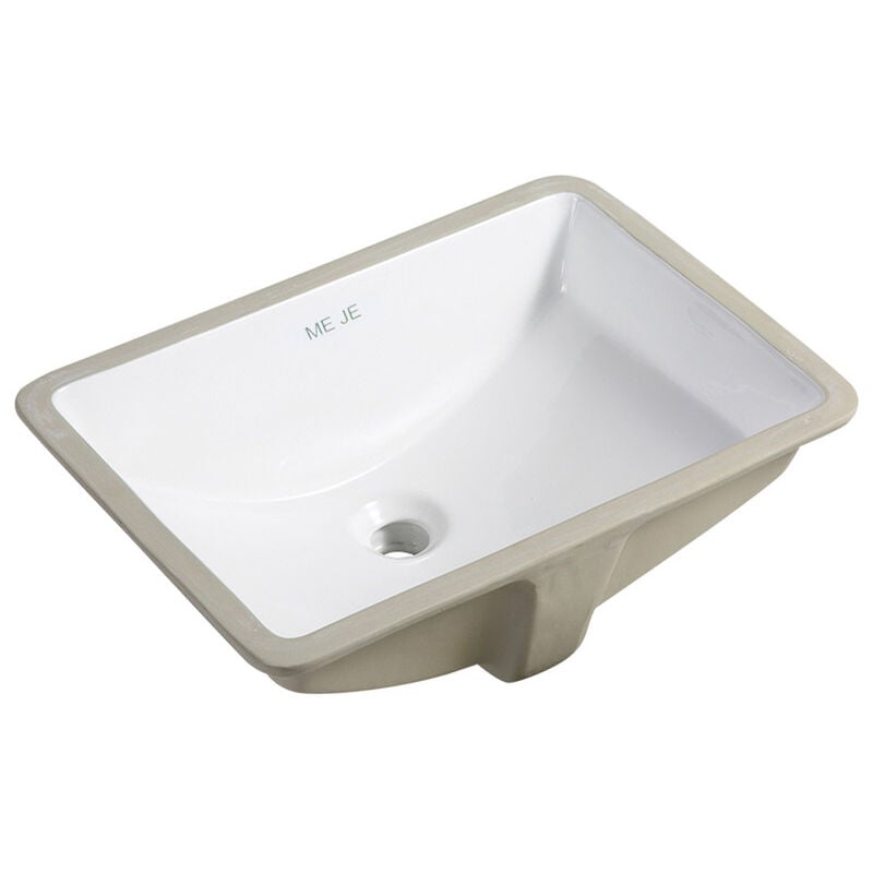 Meje - 202F 53x37.4cm Évier de salle de bain rectangulaire en porcelaine, blanc