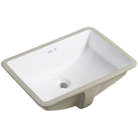 MEJE 202F 53x37.4cm Évier de salle de bain rectangulaire en porcelaine, blanc