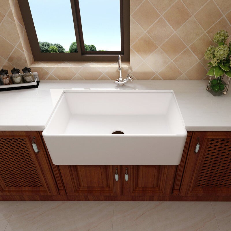 Vier de ferme réversible 84x50.8 cm-Céramique blanche - Meje