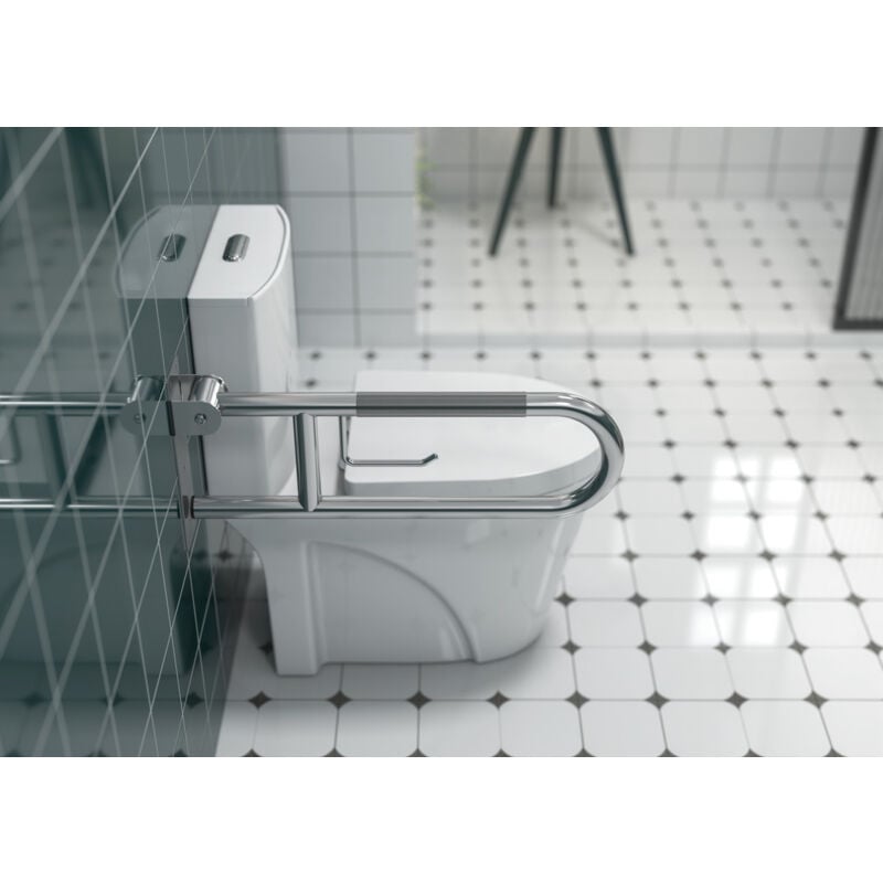 Meje - Barre de support de sécurité pour toilettes de 60 cm, barre de support antidérapante en forme de u en acier inoxydable