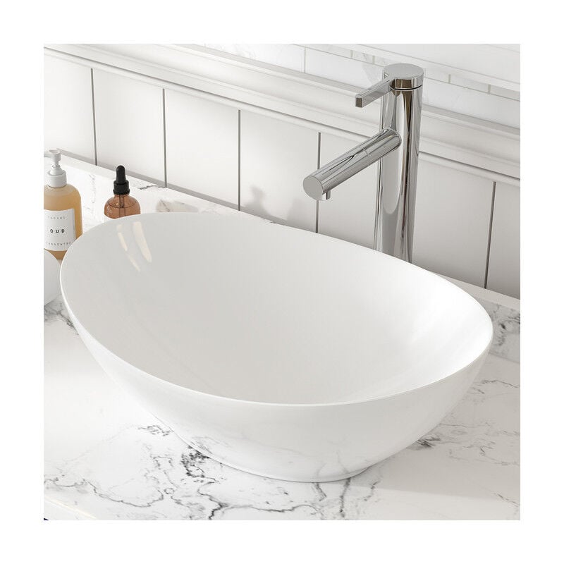 Meje - Lavabo ovale 40 x 33 cm-céramique blanche