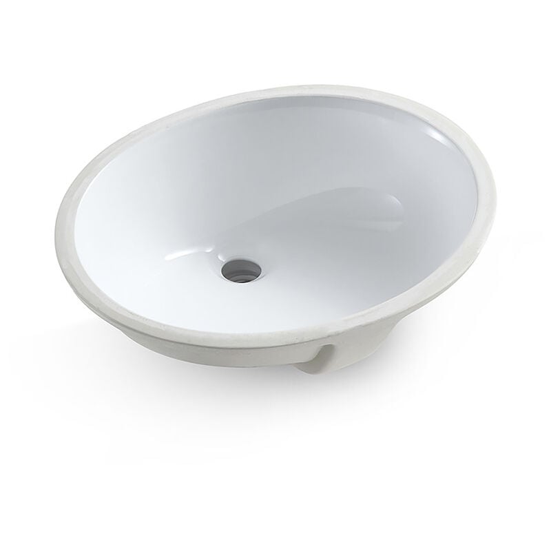 Meje - 206 49.5x40.5x21cm Lavabo Ovale Undermount Moderne Pur Blanc Porcelaine Céramique Lavabo Trop-Plein Évier