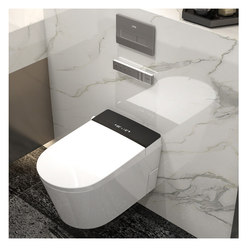 MEJE MZE020P-T - Toilettes murales intelligentes, toilettes intelligentes allongées monobloc avec bidet intégré, siège chauffant, séchoir à air