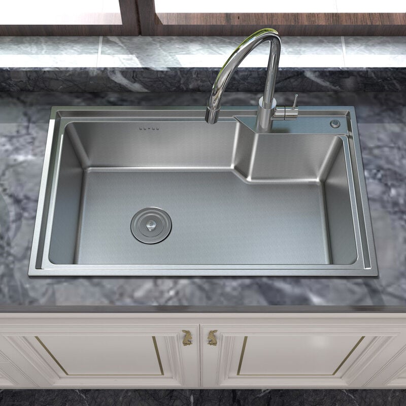 Vier de cuisine en acier inoxydable 75 x 45 x 22,5 cm , avec trou derobinet - Meje