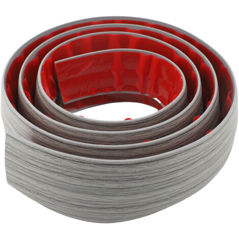 MEKOTRIN 2M Barre de Seuil Adhesive de Porte en PVC, Bandes de Transition Sol Rampe de Seuil Pente de Seuil, 10mm, pour des Hauteurs de 7-10mm(Grain de Bois Gris)