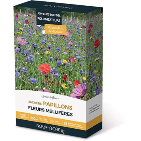 Mélange de fleurs pour jachère papillons 100 à 200 m² – Période de semis mars à juin – Couleurs variées pour biodiversité – Novaflore - 200M2