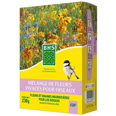 Mélange de fleurs vivaces pour oiseaux BHS - 230 g, 18 variétés, couvre 45 m²