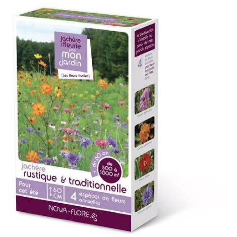 Mélange de jachère fleurie 500 à 1000 m2 – 4 espèces annuelles – Semis de mars à juin – Floraison dense après 6 à 8 semaines – Novaflore