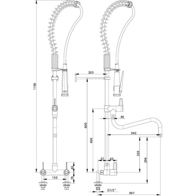 Mélangeur 2 trous sur plage saille 340 mm Presto