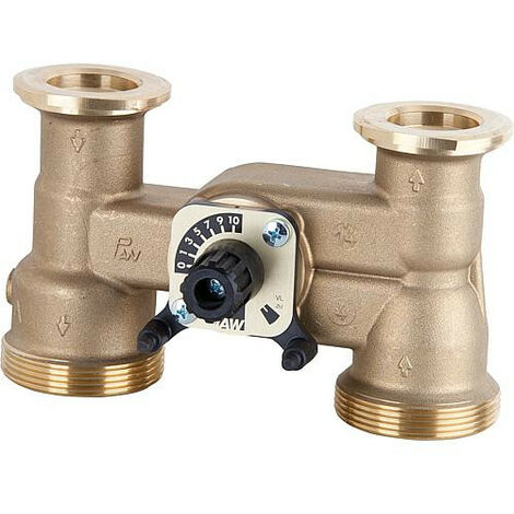 Mélangeur 3 voie DN32- 1/4"x2" Entraxe 125mm - axe court-bouton arret