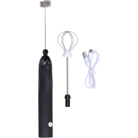 Mélangeur à Café Portable USB Rechargeable 3 Vitesses Réglables Silencieux pour Maison Bureau Voyage Noir
