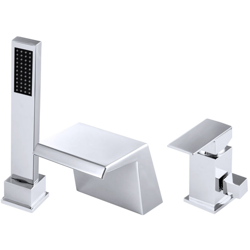 Mélangeur bain 3 trous cascade, angle chromé