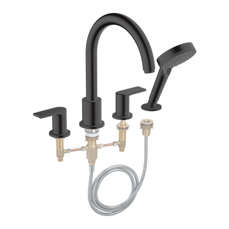 Hansgrohe - Mélangeur bain douche 4 trous Vernis Shape noir mat + corps d'encastrement