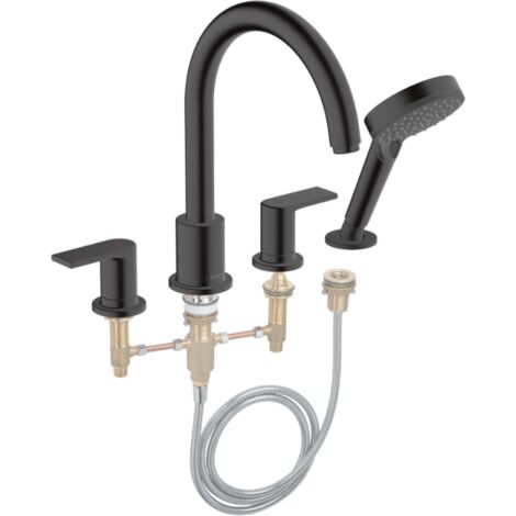 Mélangeur bain douche 4 trous HANSGROHE Vernis Shape noir mat + corps d'encastrement