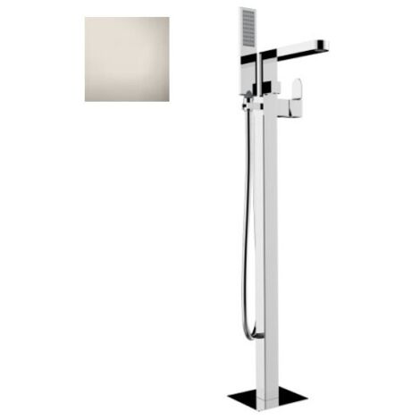 Mélangeur bain/douche avec colonnette d'alimentation par le sol et douchette flat one nickel satiné GILLO - BOSSINI Z00761030