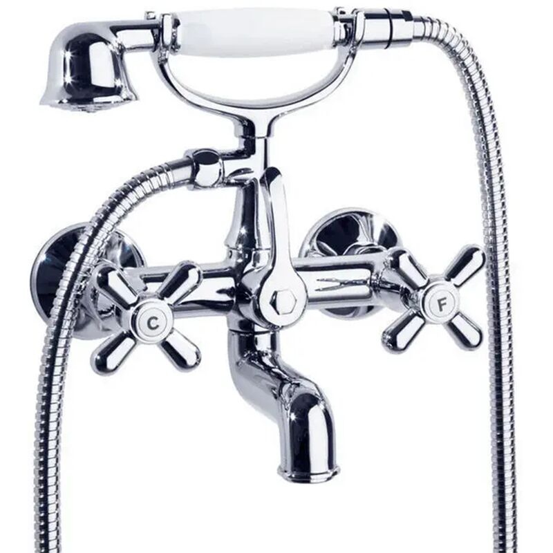 Mélangeur bain-douche gaudi avec tête céramique 1/2 tour et ensemble flexible douchette Ramon Soler 3105CG