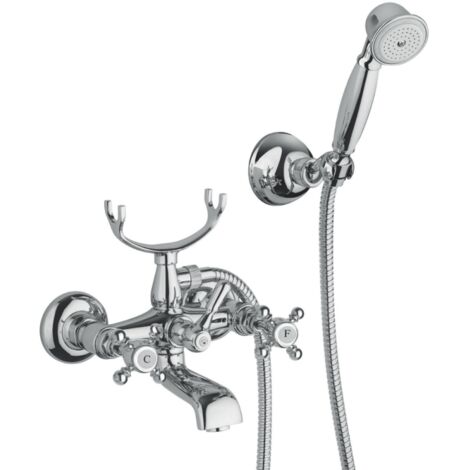 Mélangeur bain douche TIFFANY mural avec support téléphone chromé