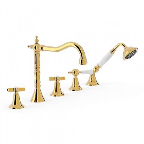 Mélangeur bain sur gorge avec inverseur. · Douchette anticalcaire. - TRES 24214601OR