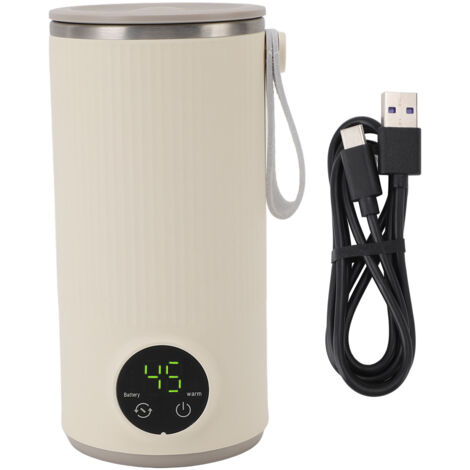 Mélangeur chauffe-lait Portable en acier inoxydable ABS, charge USB, chaleur jusqu'à 55 ℃, sans fil, voyage pour bébé, café 400ML